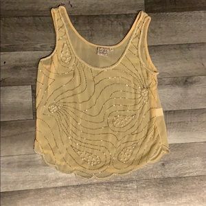 Sheer butter yellow beaded top